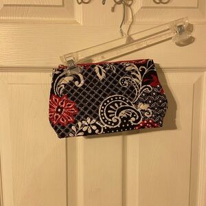 Modella Black White Red Floral Quilted Cosmetic Bag
